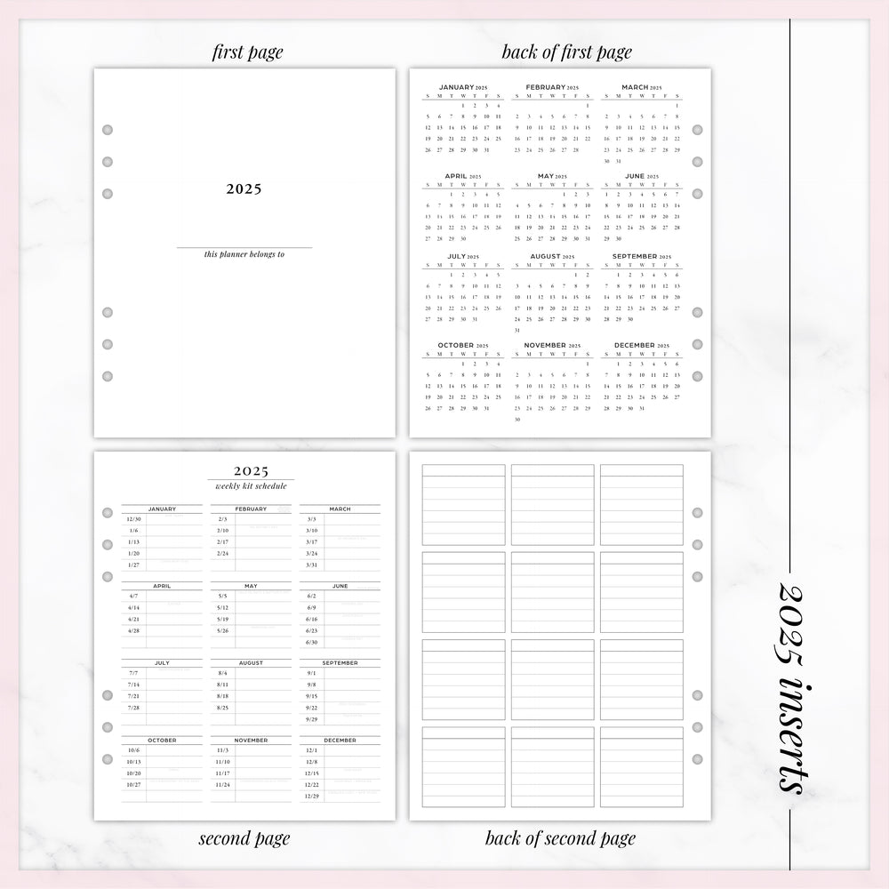 2025 DATED Months + Weeks // A5 Wide Planner Inserts